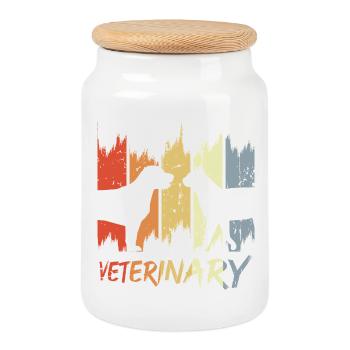 Veterinary Vintage Look - Cookie Jar with Wooden Lid - white - Front