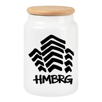 HAMBURG Mundsburg - Cookie Jar with Wooden Lid - white - Front