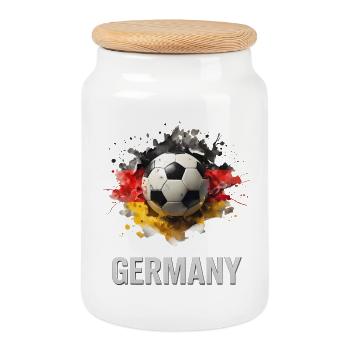 Éclaboussure des couleurs du football allemand - Boîte à biscuits avec couvercle en bois - blanc - Devant