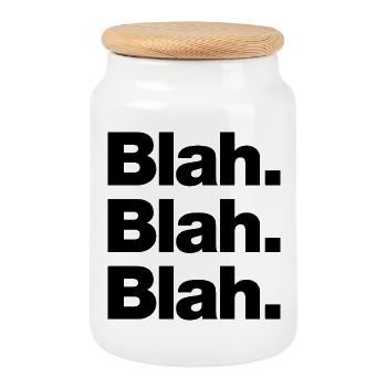 Blah. Blah. Blah - Cookie Jar with Wooden Lid - white - Front