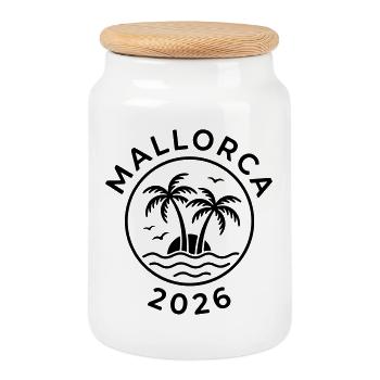 Majorque 2026 - Boîte à biscuits avec couvercle en bois - blanc - Devant
