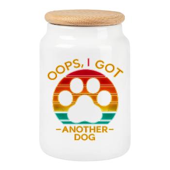 Oops I Got Another Dog - Retro Dog Paw - Cookie Jar with Wooden Lid - white - Front