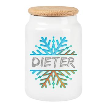 First name Dieter - Cookie Jar with Wooden Lid - white - Front