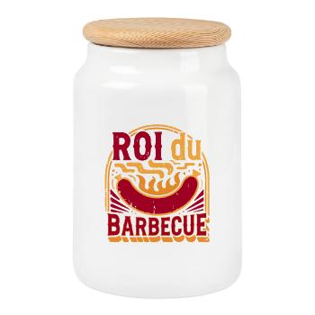 Roi du Barbecue - Boîte à biscuits avec couvercle en bois - blanc - Devant