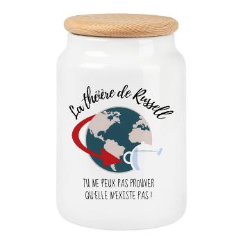 La théière de Russell - Design sceptique - Boîte à biscuits avec couvercle en bois - blanc - Devant