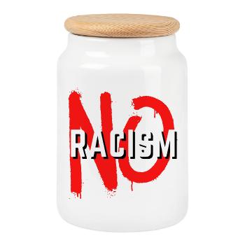 Aucune déclaration sur le racisme - Boîte à biscuits avec couvercle en bois - blanc - Devant