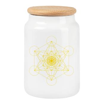 Metatrons Würfel & Lotus of Life - Gold - stark! - Keksdose mit Holzdeckel - Weiß - Vorne