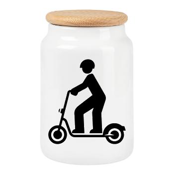 Electric Scooter - Cookie Jar with Wooden Lid - white - Front
