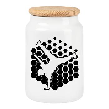 Gift Idea for a Hip Hop Dancer with Breaking - Cookie Jar with Wooden Lid - white - Front