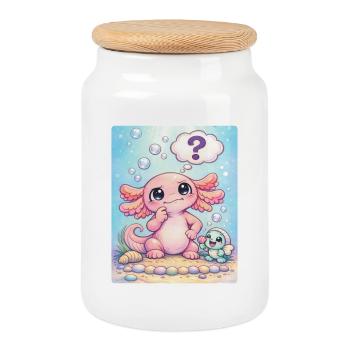 Axolotl - Cookie Jar with Wooden Lid - white - Front