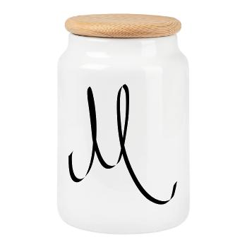 Buchstabe M - Keksdose mit Holzdeckel - Weiß - Vorne