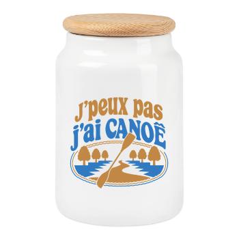 J’peux pas j’ai Canoë - Boîte à biscuits avec couvercle en bois - blanc - Devant