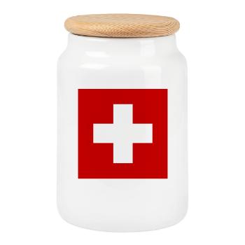 SCHWEIZ SWISS SWITZERLAND EUROPA SPORT FAN - Keksdose mit Holzdeckel - Weiß - Vorne