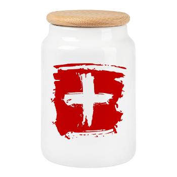 SUISSE FAN D’EUROPA SPORT - Boîte à biscuits avec couvercle en bois - blanc - Devant