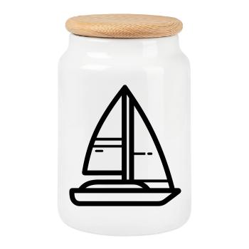 catamaran - Boîte à biscuits avec couvercle en bois - blanc - Devant