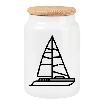 catamaran - Boîte à biscuits avec couvercle en bois - blanc - Devant