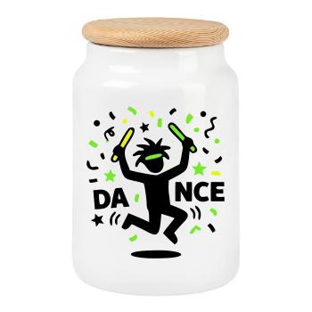Dancing Stick Figure Rave 90s Techno Party - Cookie Jar with Wooden Lid - white - Front