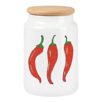 Dreifache Chili Grafik impressionismus - Keksdose mit Holzdeckel - Weiß - Vorne