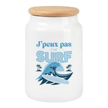 J'peux pas j'ai Surf - Boîte à biscuits avec couvercle en bois - blanc - Devant