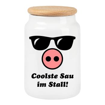 Coolste Sau Im Stall! (Cool) - Keksdose mit Holzdeckel - Weiß - Vorne