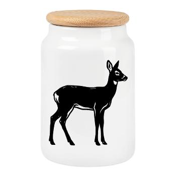 Club de chasse de chasseurs de silhouettes de cerfs Forêt forestière - Boîte à biscuits avec couvercle en bois - blanc - Devant
