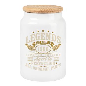 1966 Born 60th birthday 60 years old - Cookie Jar with Wooden Lid - white - Front