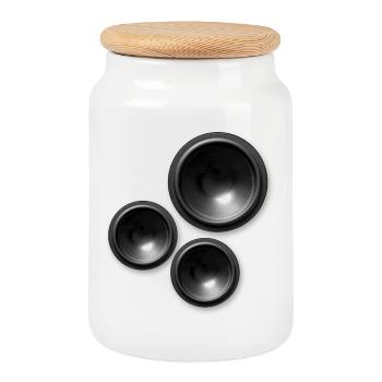 speaker speakers - Cookie Jar with Wooden Lid - white - Front