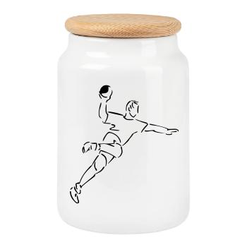 Handball - Keksdose mit Holzdeckel - Weiß - Vorne