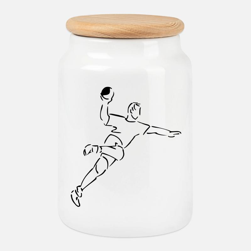 Handball - Keksdose mit Holzdeckel - Weiß