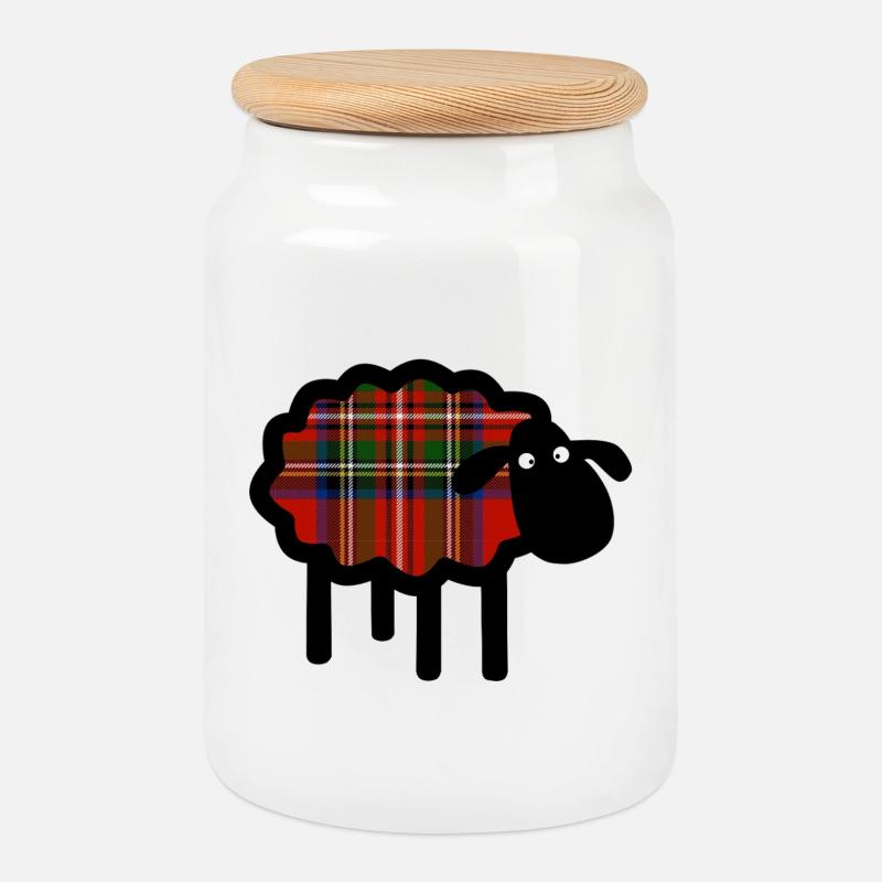 Tartan-Schaf-Silhouette - Keksdose mit Holzdeckel - Weiß