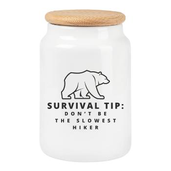 Survival Tip: Dont Be the Slowest Hiker - Keksdose mit Holzdeckel - Weiß - Vorne