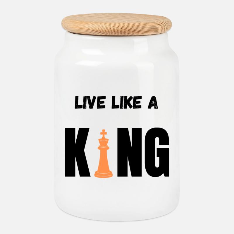 Orange King auf schwarzem Hintergrund - Keksdose mit Holzdeckel - Weiß