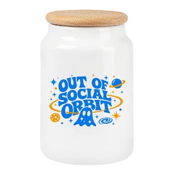 HORS DE L’ORBITE SOCIALE Electric Blue - Boîte à biscuits avec couvercle en bois - blanc - Devant