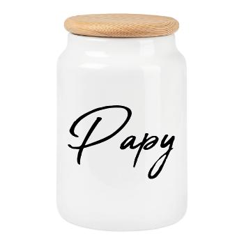 PAPY. PAPA. FÊTE DES PÈRES. BONNE FÊTE PAPA - Boîte à biscuits avec couvercle en bois - blanc - Devant