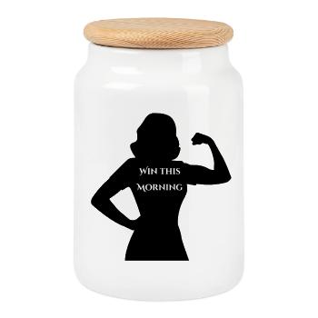 Win this morning - Keksdose mit Holzdeckel - Weiß - Vorne
