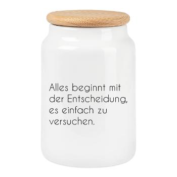 Motivational saying - Cookie Jar with Wooden Lid - white - Front