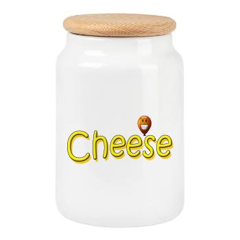 fromage - Boîte à biscuits avec couvercle en bois - blanc - Devant