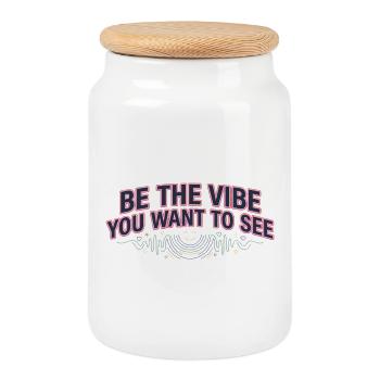 Be the Vibe You Want to See - Keksdose mit Holzdeckel - Weiß - Vorne