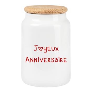 Design Anniversaire Amusant Joyeux - Boîte à biscuits avec couvercle en bois - blanc - Devant