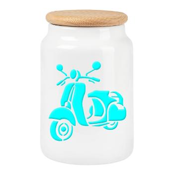 Retro scooter - Cookie Jar with Wooden Lid - white - Front