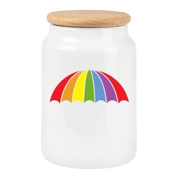 LGBTQ Retro Umbrella for Gay Pride - Cookie Jar with Wooden Lid - white - Front