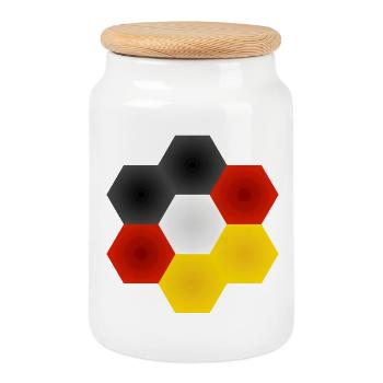 Honigwaben Farbenspiel Deutschlandfahne. - Keksdose mit Holzdeckel - Weiß - Vorne