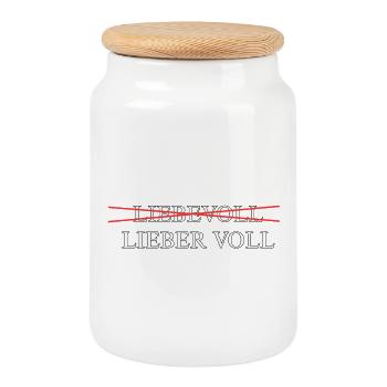 Mieux vaut être plein qu’aimer - Chemise de fête drôle - Boîte à biscuits avec couvercle en bois - blanc - Devant