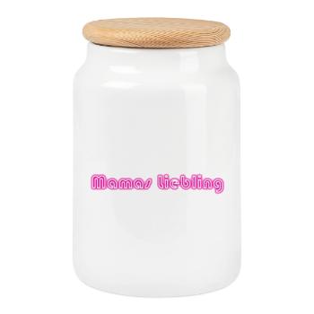 Mamas favorite - Cookie Jar with Wooden Lid - white - Front
