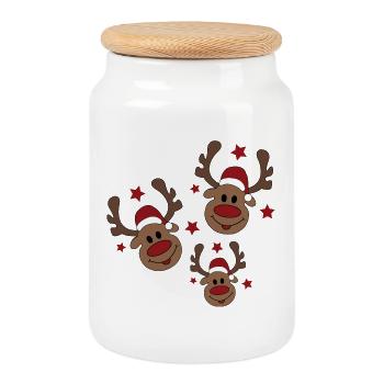 Noël - Boîte à biscuits avec couvercle en bois - blanc - Devant