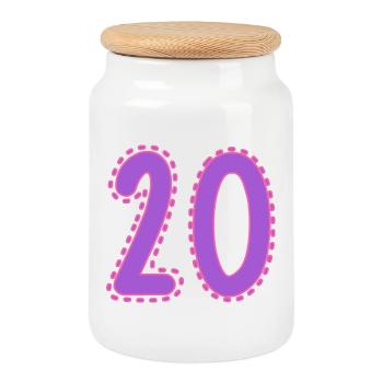 20. 20 YEARS. 20th ANNIVERSARY. 20 YEARS ANNIVERSARY. - Cookie Jar with Wooden Lid - white - Front
