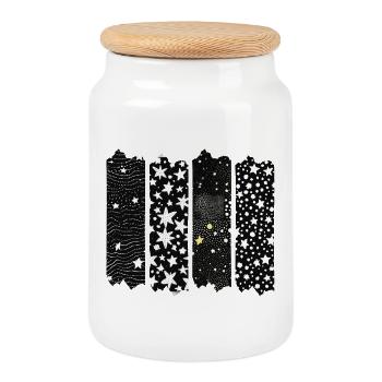 Sternennacht Brush-Design - Keksdose mit Holzdeckel - Weiß - Vorne
