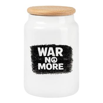 War No More – Sticker Peace & Humanity  - Boîte à biscuits avec couvercle en bois - blanc - Devant
