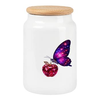 Ruby Life – Power Butterfly - Cookie Jar with Wooden Lid - white - Front