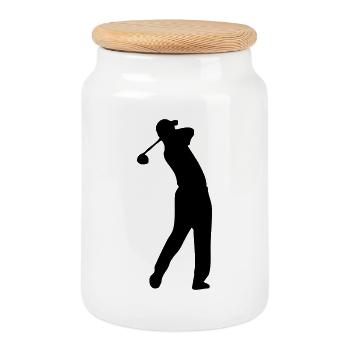 golf - Boîte à biscuits avec couvercle en bois - blanc - Devant